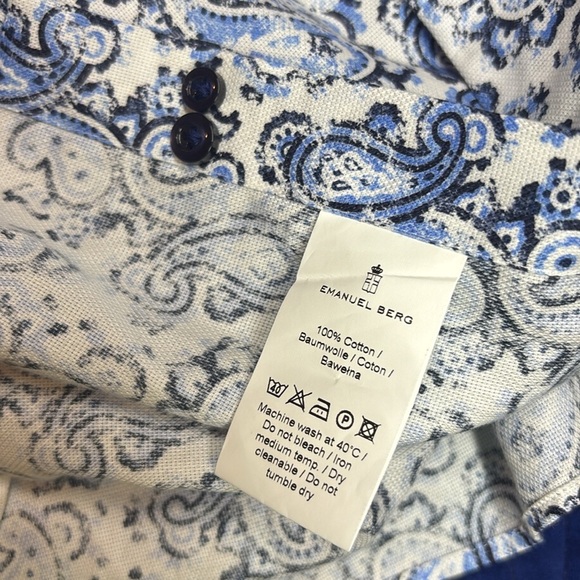 Men's Blue Paisley Emanuel Berg Modern Fit button down shirt, summer casual - Picture 7 of 8